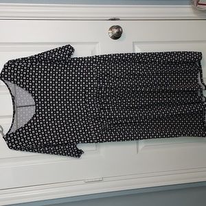 Lands End Black w/ diamonds/squares Short Sleeve T Shirt Dress W/ Pockets 1X